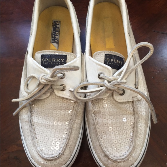 White sequince Sperry top-sider