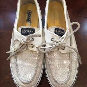 White sequince Sperry top-sider