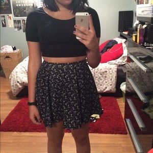 Black and White Floral Skirt