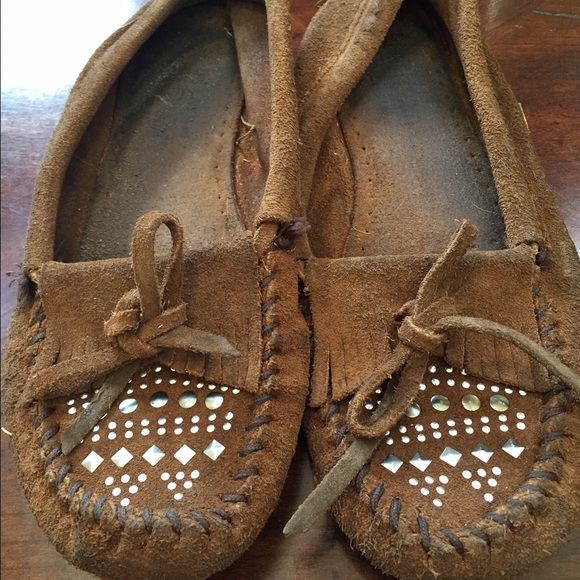 Brown beaded moccasins