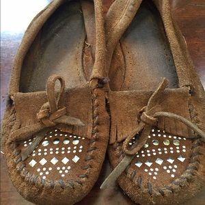 Brown beaded moccasins
