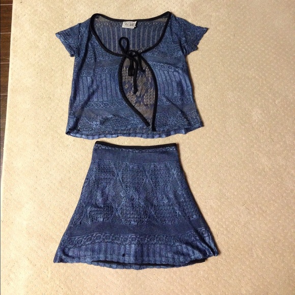 Vintage midi mini skirt and shrug set