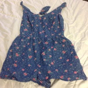 Pac Sun Floral Romper with Tie Back & Pockets (XS)