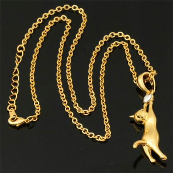 🆕  18kt GOLD PLT CAT NECKLACE - Picture 3 of 3