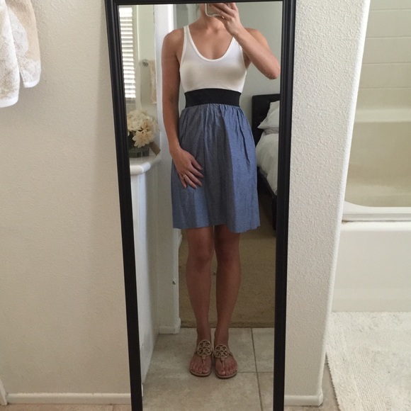 Two tone chambray dress