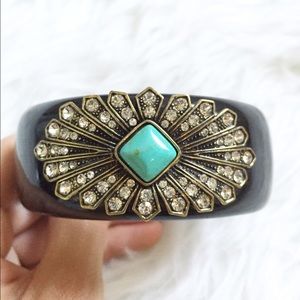 Turquoise & Rhinestone Bangle Bracelet