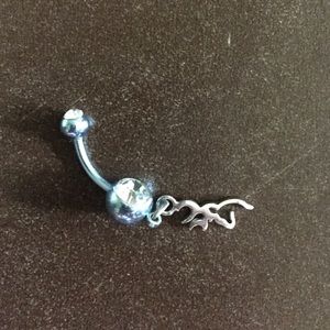 Browning blue belly button ring