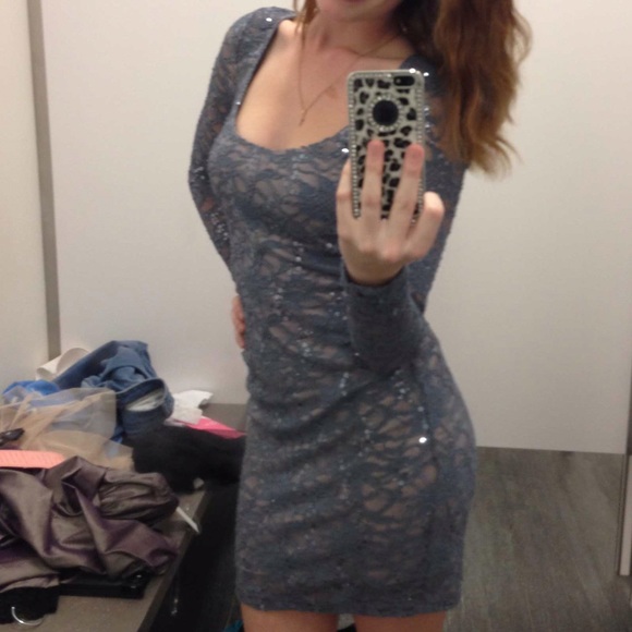 Gray backless lace homecoming dress - Picture 2 of 2