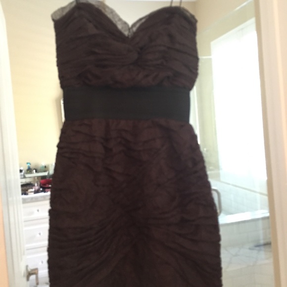 Short dark brown cocktail dress - Picture 2 of 4