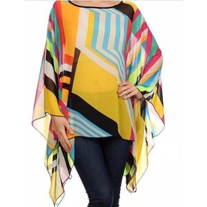 🎉🎉 HP🎉🎉 Lined up printed chiffon poncho NWT