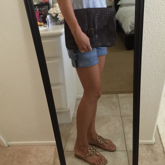 Forever 21 dark brown woven clutch