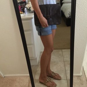 Forever 21 dark brown woven clutch