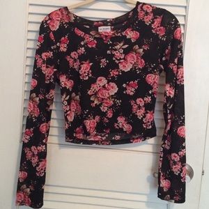 Floral mesh crop top