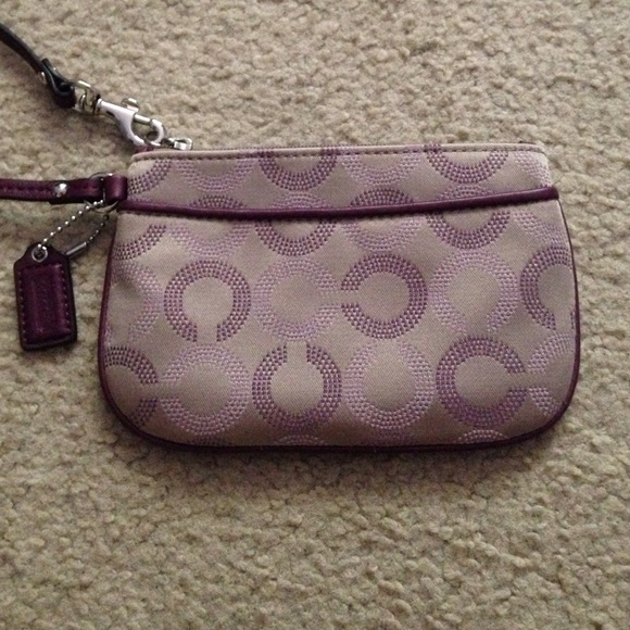 Coach purple and gray wrist wallet