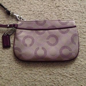 Coach purple and gray wrist wallet
