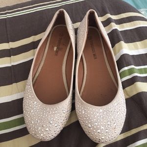 Sparkly tan flats