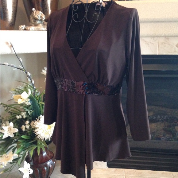 Brown sequined top