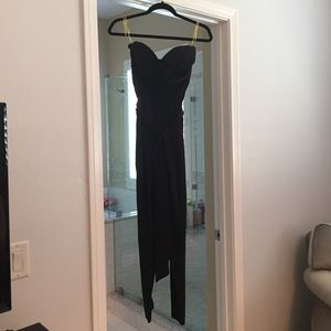 Black strapless romper