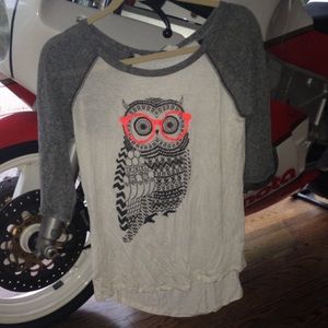 NWT 3/4 sleeve length owl shirt