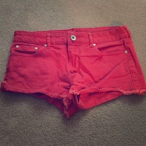 Red colored shorts