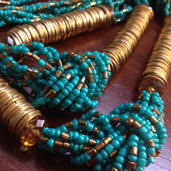 Teal & Gold 14" necklace