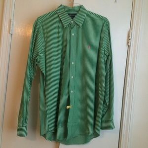 Men's Ralph Lauren green/white stripe button down