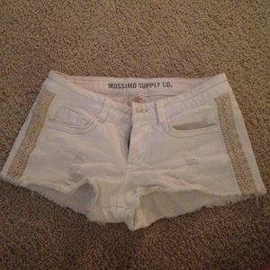 White Denim Destroyed Shorts