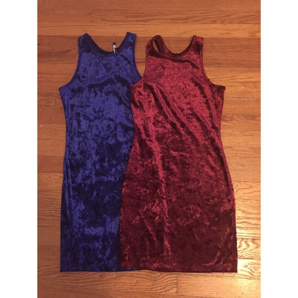 Blue and red velvet dresses