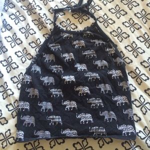 Boho elephant halter crop top