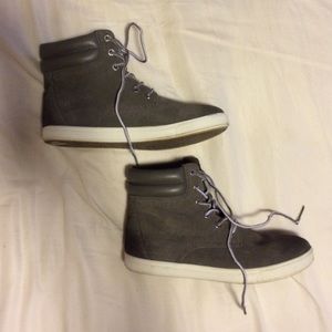 Grey suede high top sneakers