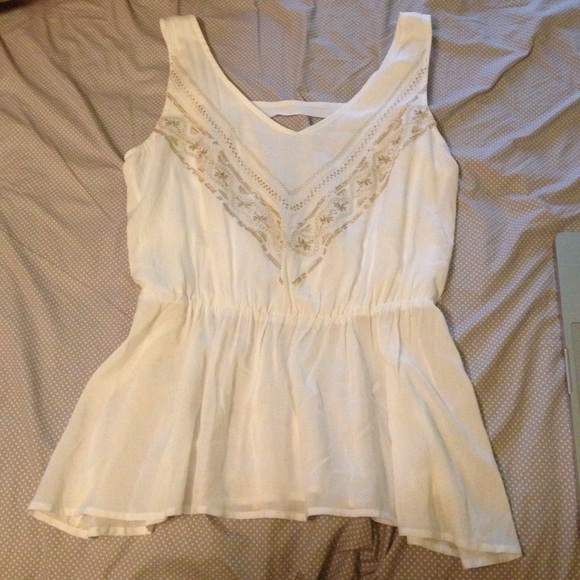 Francesca's White Peplum Top
