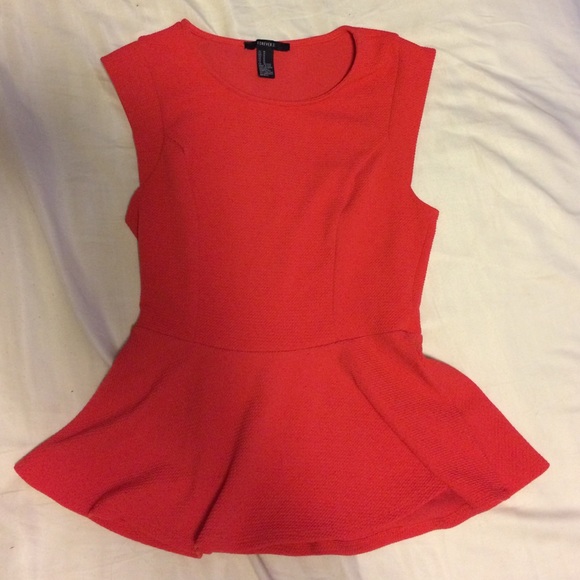 Red orange peplum top