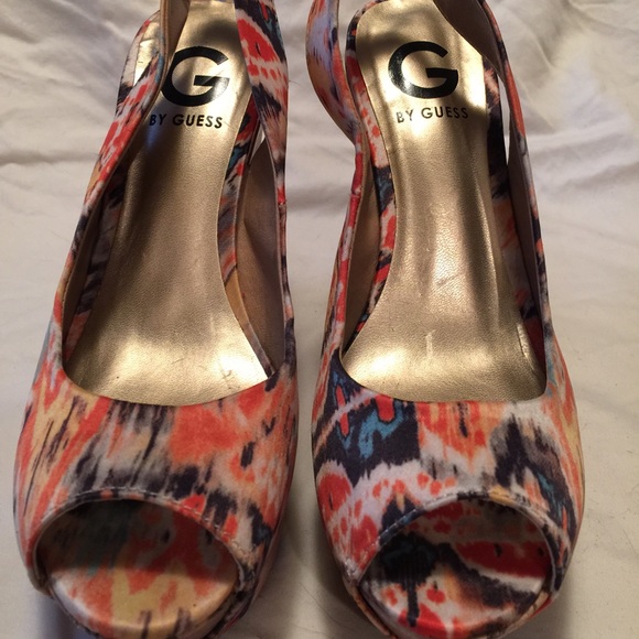 G by Guess Cork Platform Wedge Slingbacks