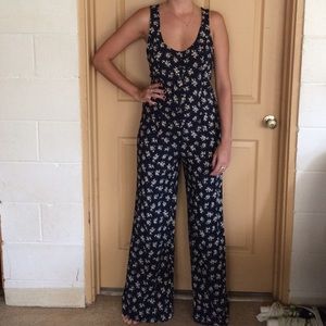 Floral long pant romper