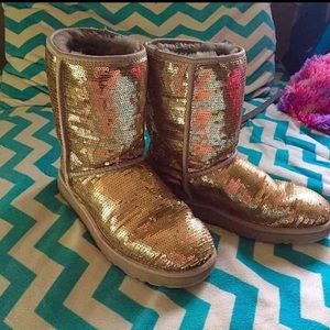 Gold/ silver glitter UGG boots