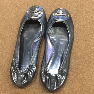 Tory Burch blue metallic ballet flats