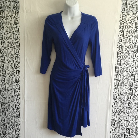 Blue overlap dress.