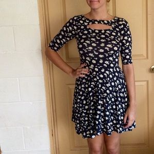 Floral cut out baby doll dress