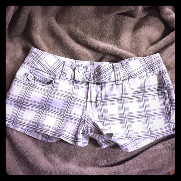 White YMI plaid shorts