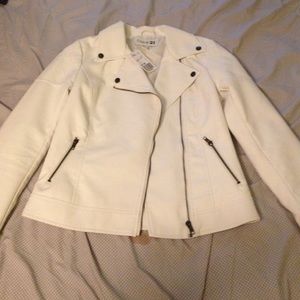 Forever 21 White Faux Leather Jacket/Blazer