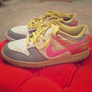 Yellow, Pink, Grey and Gold Nike shoes size 9!
