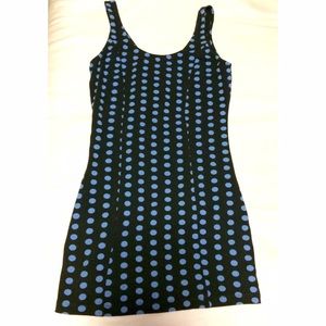 Black and blue polka dot top shop body con dress