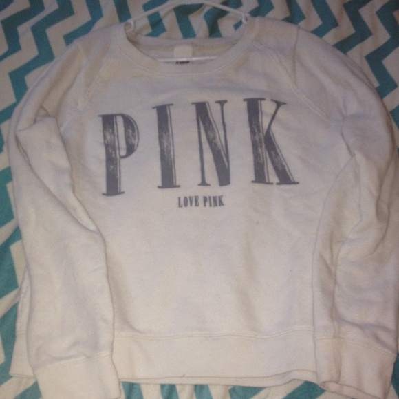 White PINK crew neck sweater