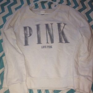 White PINK crew neck sweater