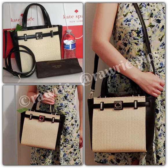 kate spade Handbags - SALE New Kate Spade straw and black leather tote
