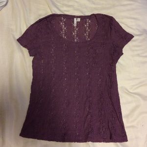 Lace paneled light plum shirt