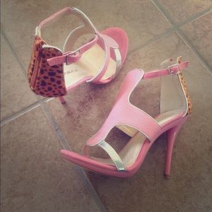 Pink & orange leopard heels