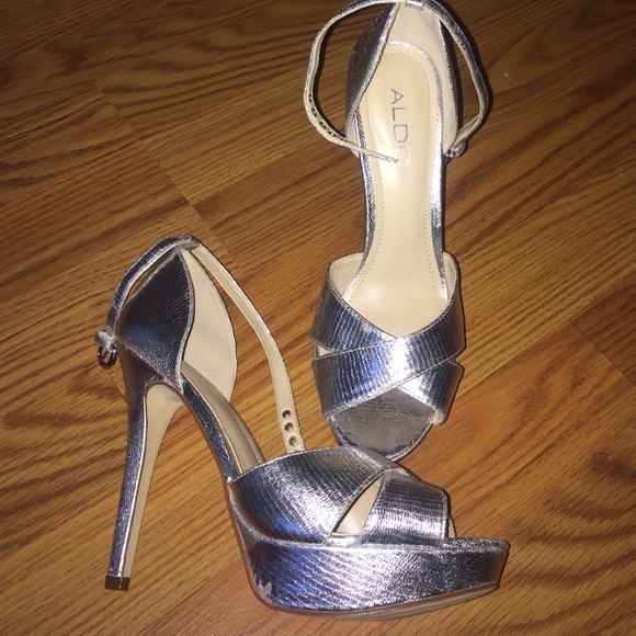 Aldo Silver Open Toed Heels
