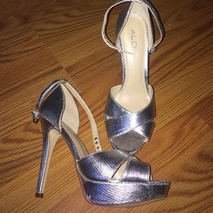 Aldo Silver Open Toed Heels