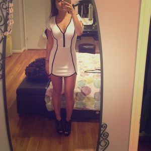 White dress with black trim